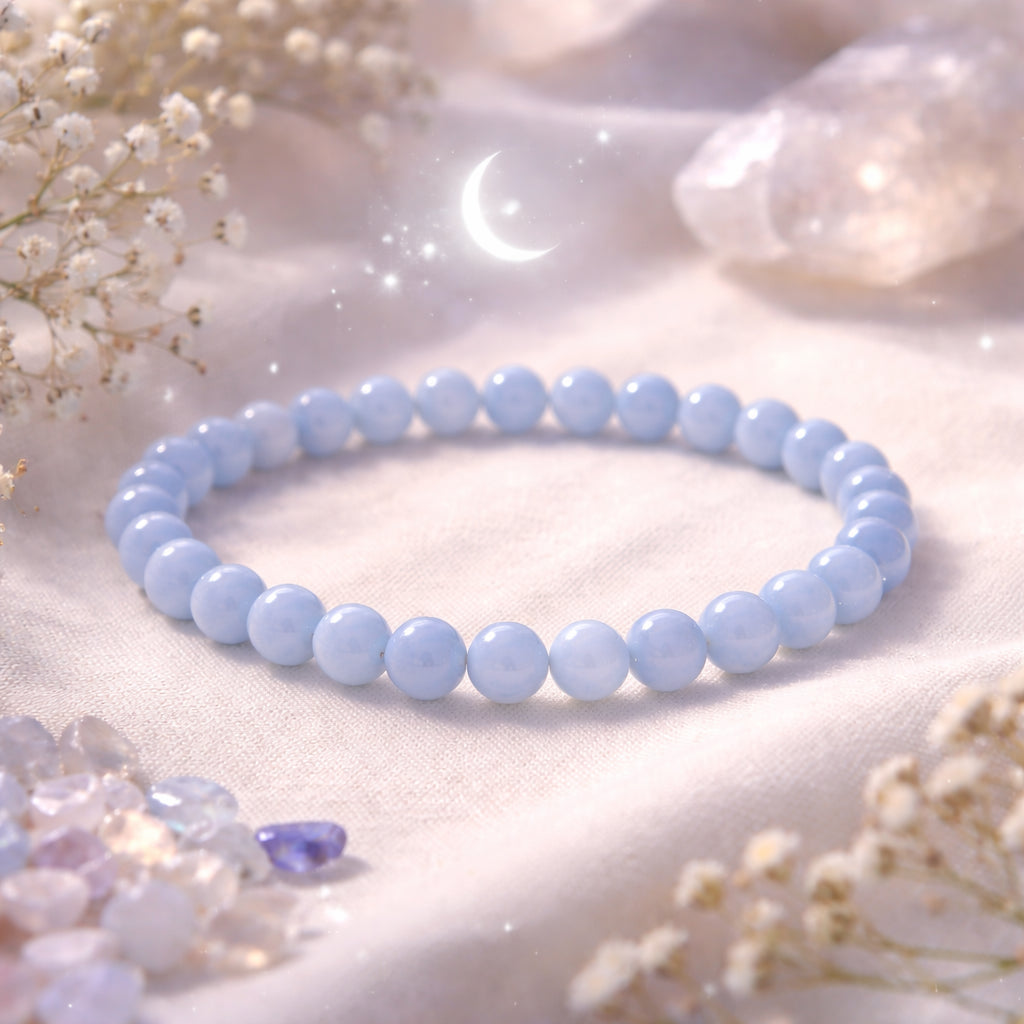 Bracelet en calcédoine bleue