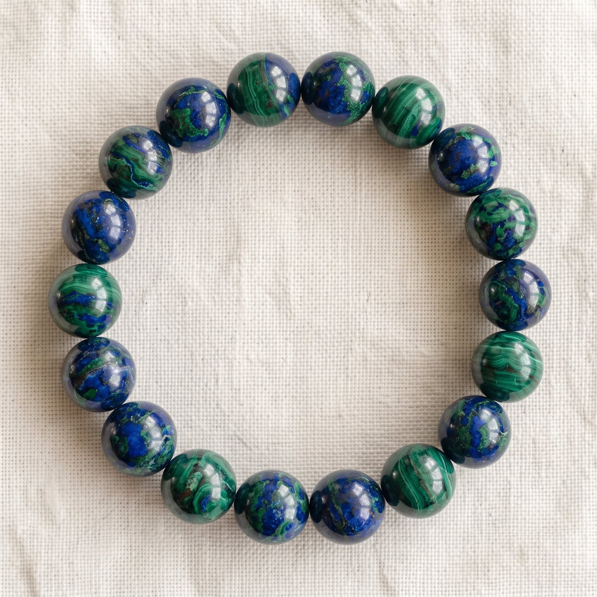 Bracelet en azurite malachite, perles de 10 mm - visuel provisoire