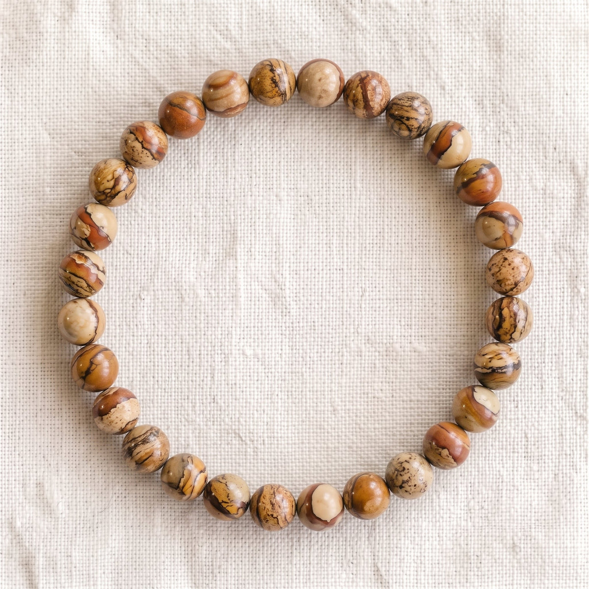 Bracelet en jaspe paysage, perles de 6 mm - visuel provisoire