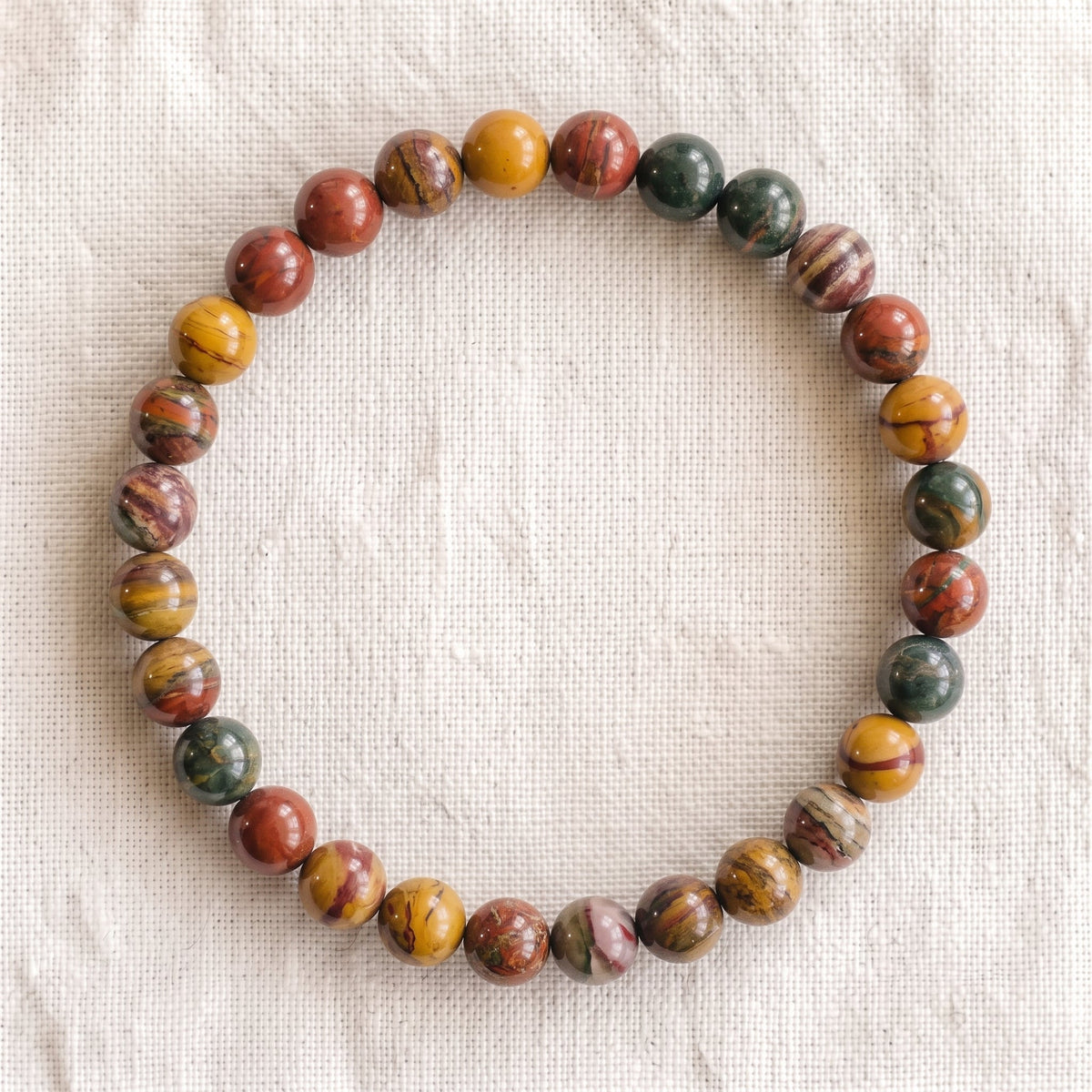 Bracelet en jaspe polychrome, perles de 6 mm - visuel provisoire