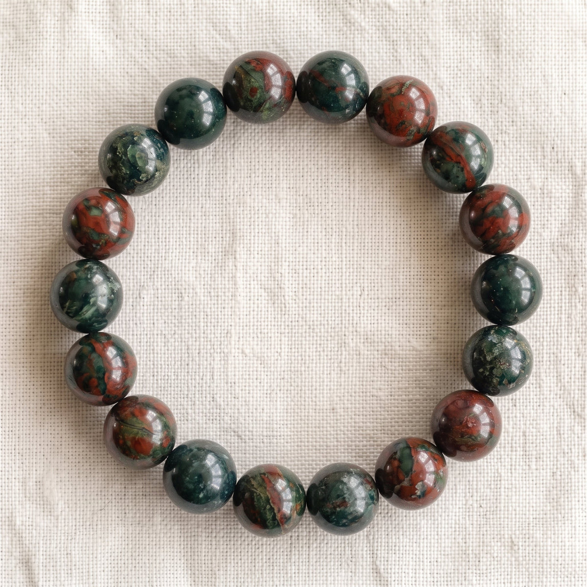 Bracelet en jaspe sang de dragon, perles de 10 mm - visuel provisoire