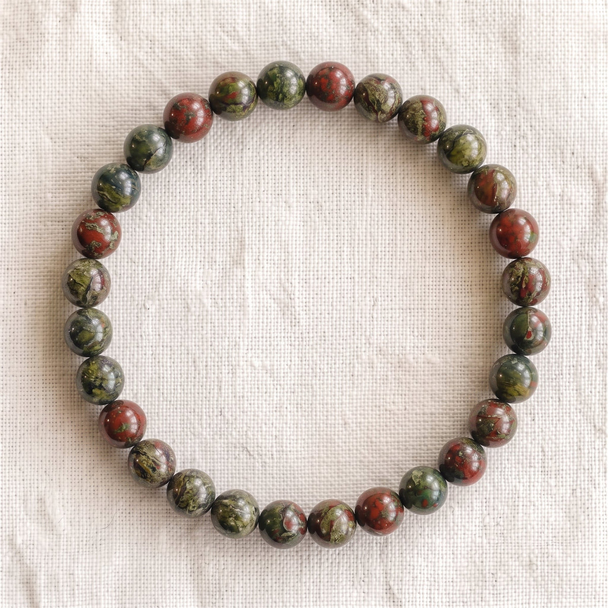 Bracelet en jaspe sang de dragon, perles de 6 mm - visuel provisoire