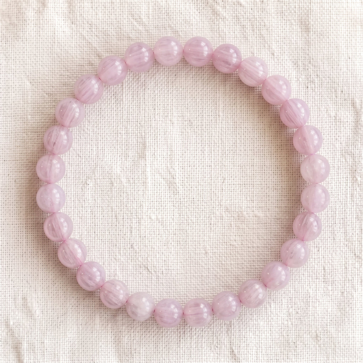 Bracelet en kunzite, perles de 6 mm - visuel provisoire
