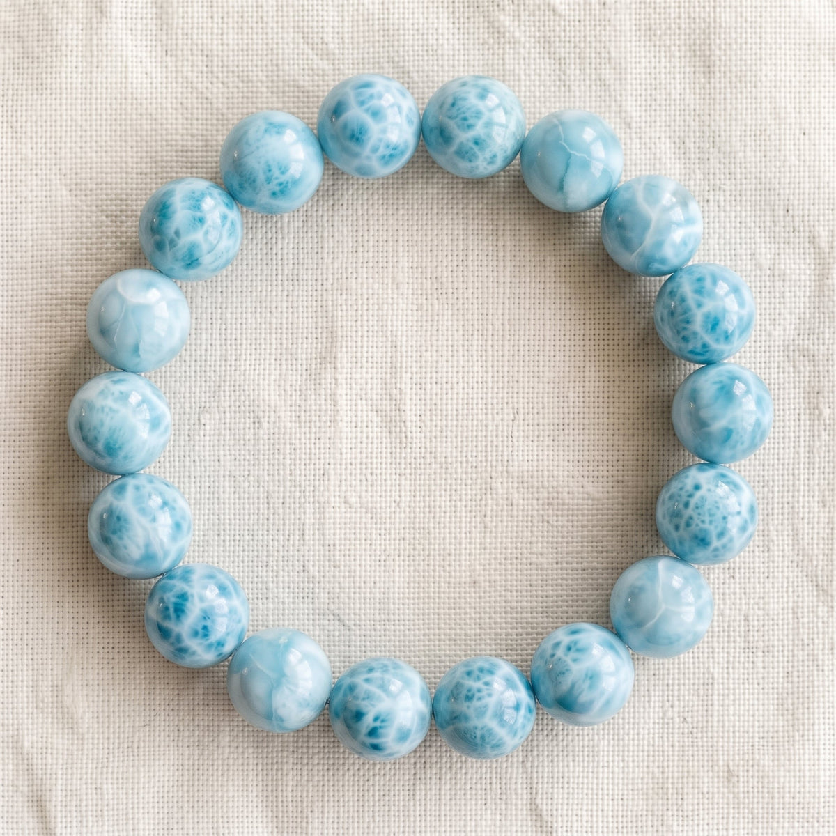 Bracelet en larimar, perles de 10 mm - visuel provisoire