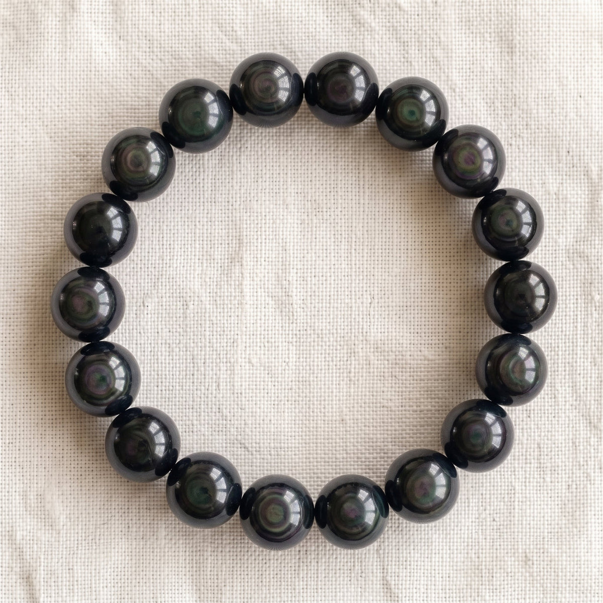 Bracelet en obsidienne œil céleste, perles de 10 mm - visuel provisoire