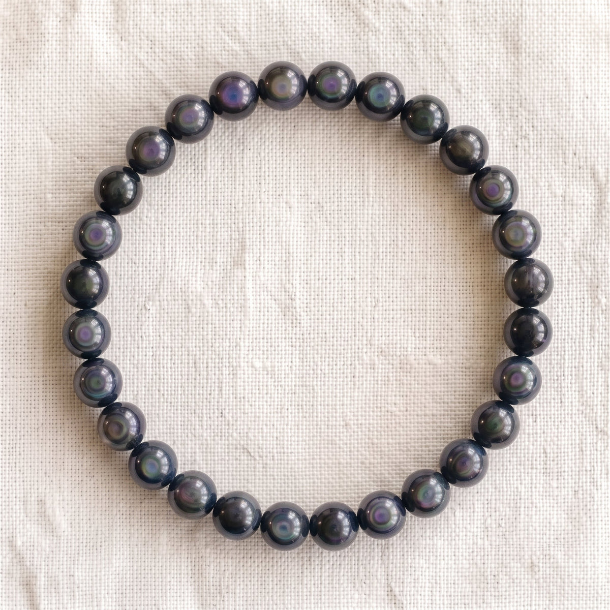 Bracelet en obsidienne œil céleste, perles de 6 mm - visuel provisoire