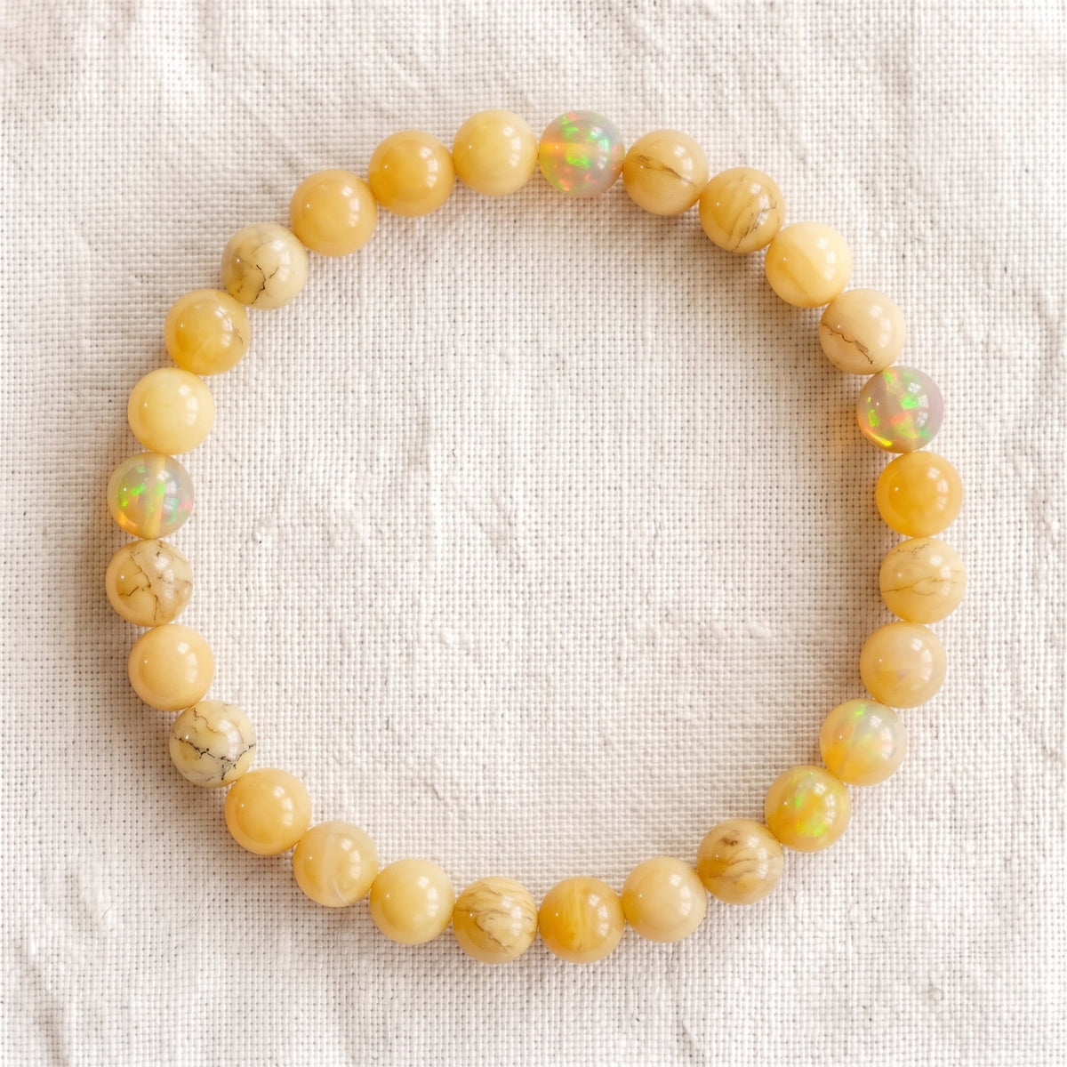 Bracelet en opale jaune, perles de 6 mm - visuel provisoire