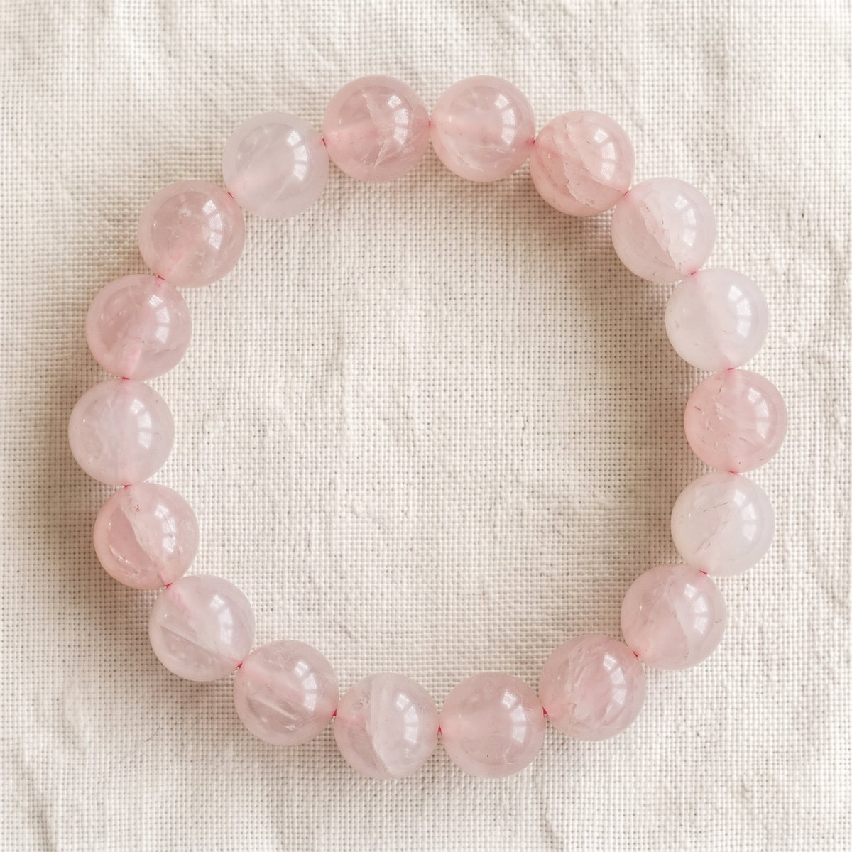 Bracelet en quartz rose, perles de 10 mm - visuel provisoire