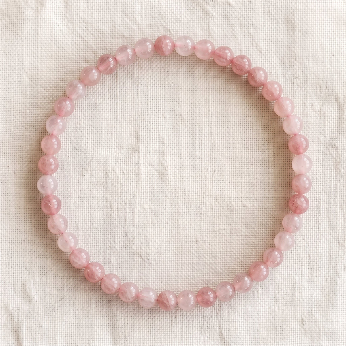 Bracelet en quartz rose, perles de 4 mm - visuel provisoire