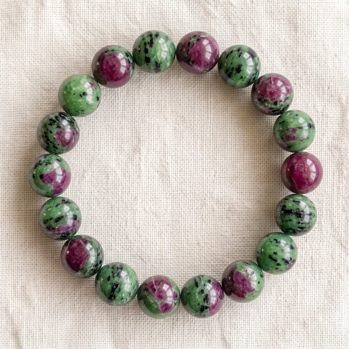 Bracelet en rubis zoïsite, perles de 10 mm - visuel provisoire