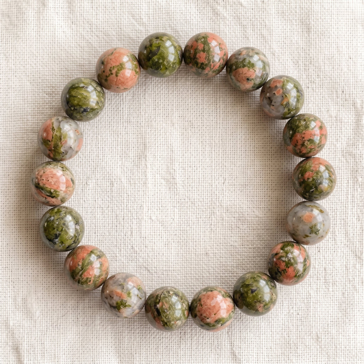 Bracelet en unakite, perles de 10 mm - visuel provisoire