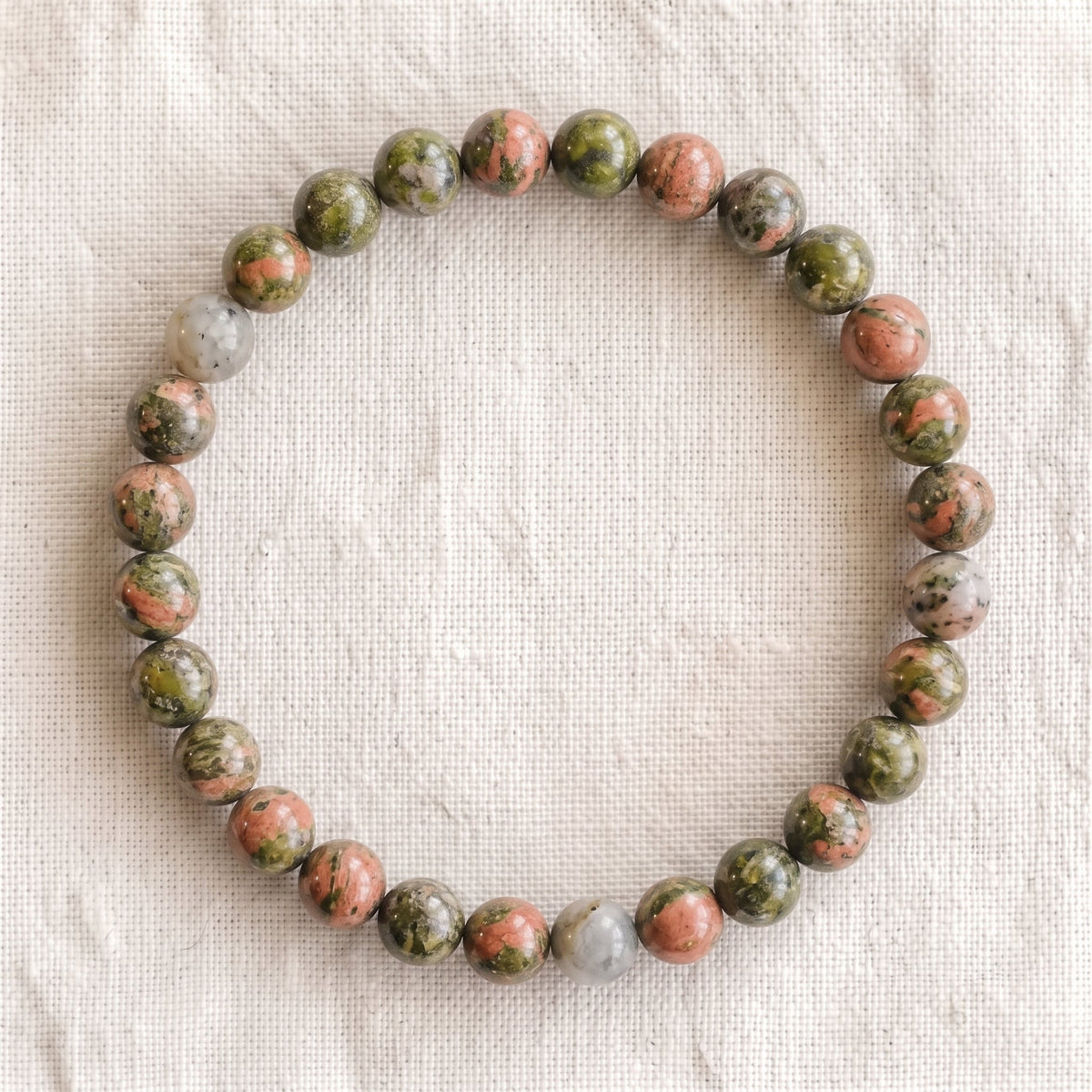 Bracelet en unakite, perles de 6 mm - visuel provisoire