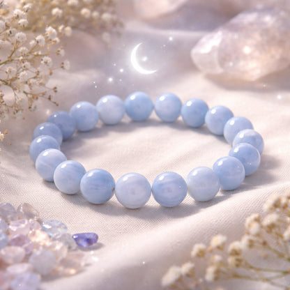 Bracelet en calcédoine bleue