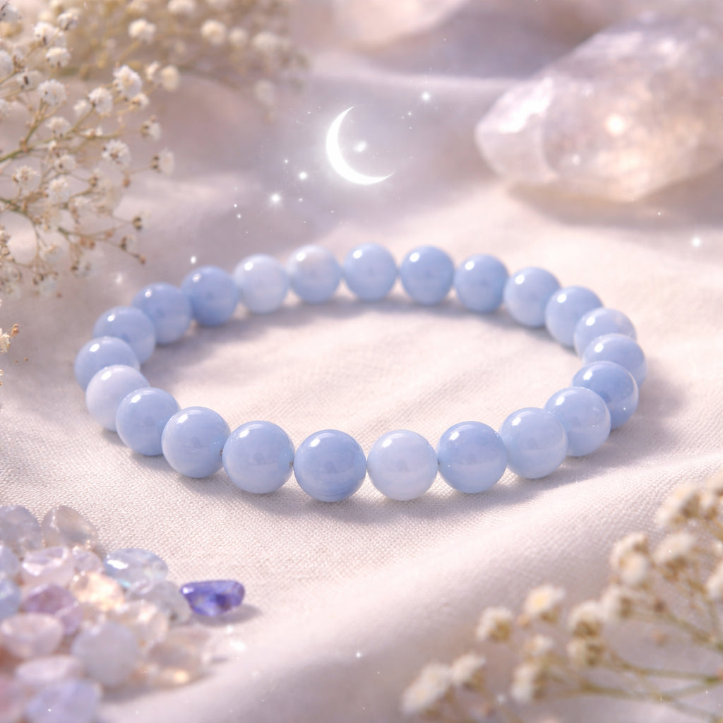 Bracelet en calcédoine bleue