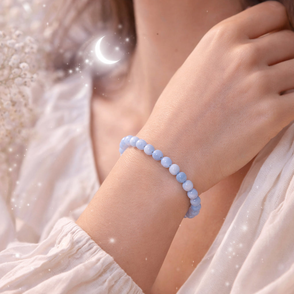 Bracelet en calcédoine bleue