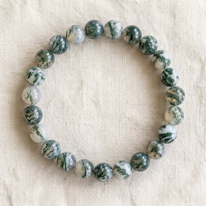 Bracelet en agate arbre, perles de 10 mm - visuel provisoire