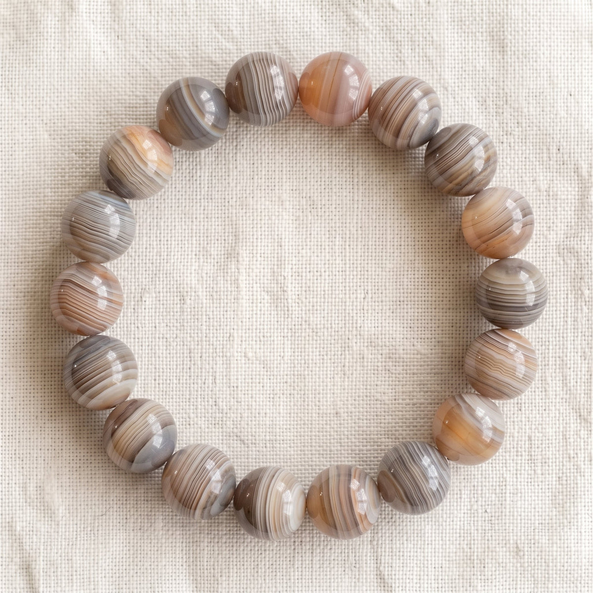 Bracelet en agate botswana, perles de 10 mm - visuel provisoire