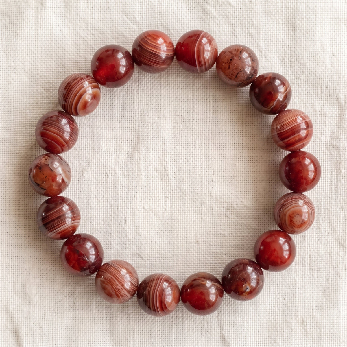 Bracelet en agate cerise, perles de 10 mm - visuel provisoire