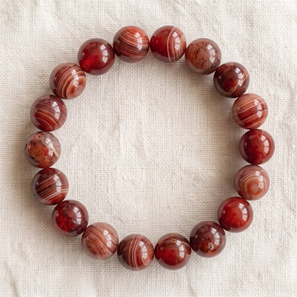 Bracelet en agate cerise, perles de 10 mm - visuel provisoire