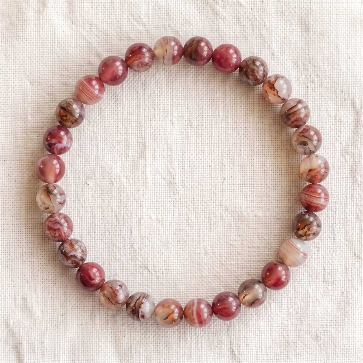 Bracelet en agate cerise, perles de 6 mm - visuel provisoire