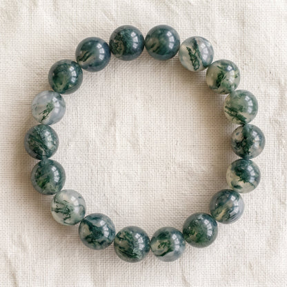 Bracelet en agate mousse, perles de 10 mm - visuel provisoire