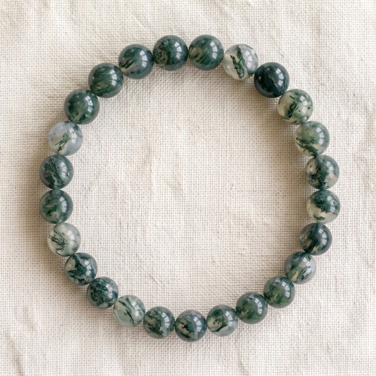 Bracelet en agate mousse, perles de 6 mm - visuel provisoire