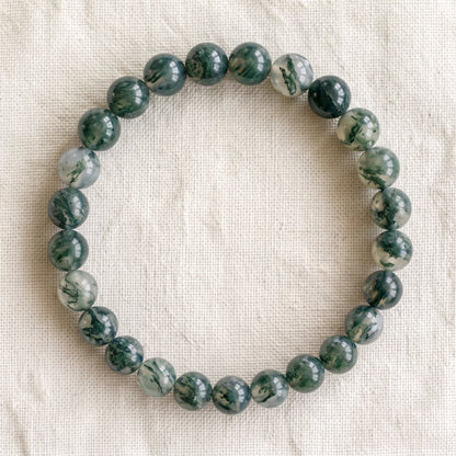 Bracelet en agate mousse, perles de 6 mm - visuel provisoire