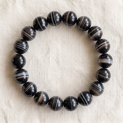 Bracelet en agate sardonyx, perles de 10 mm - visuel provisoire