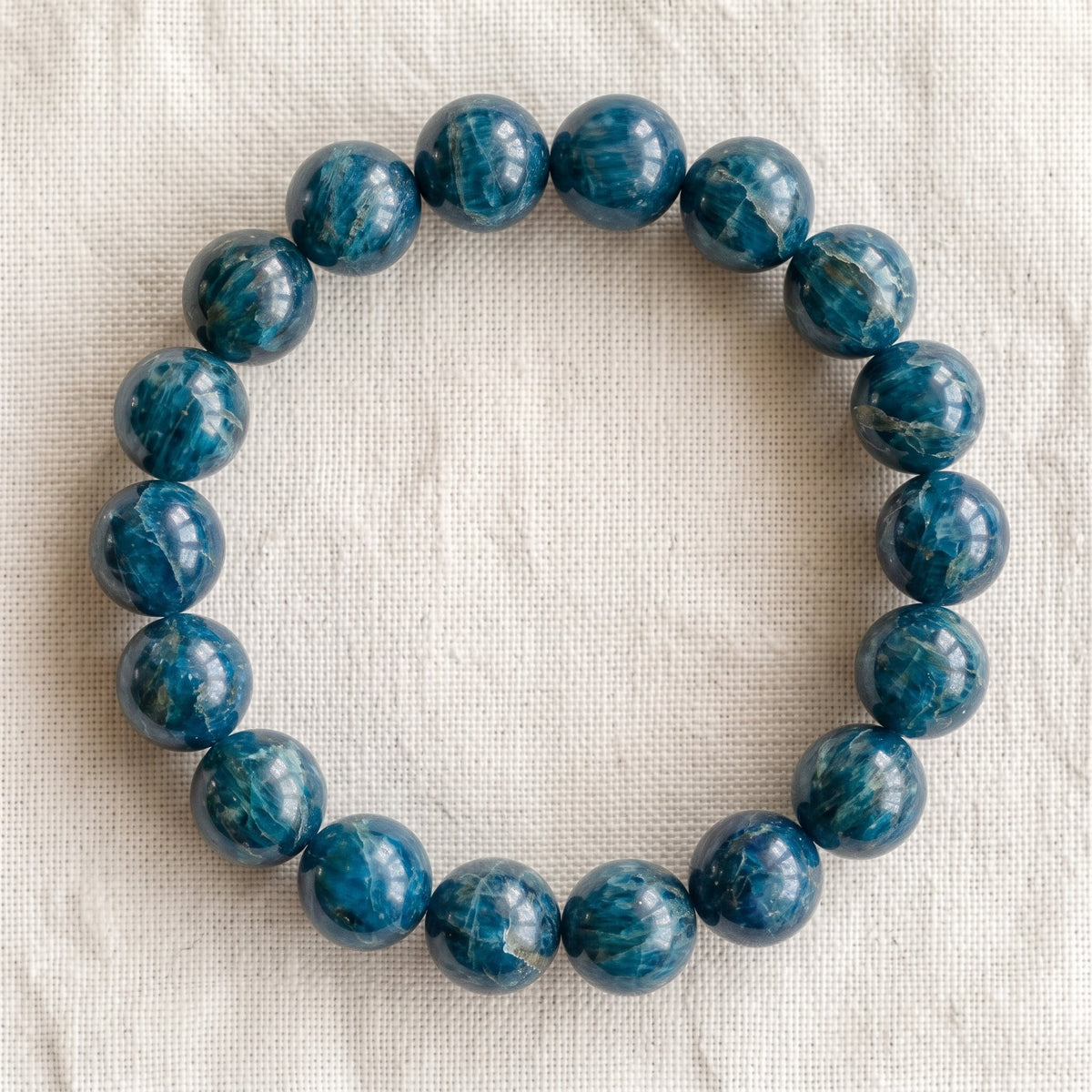Bracelet en apatite bleue, perles de 10 mm - visuel provisoire