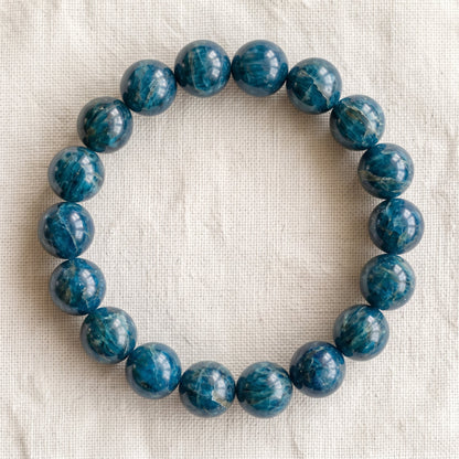 Bracelet en apatite bleue, perles de 10 mm - visuel provisoire