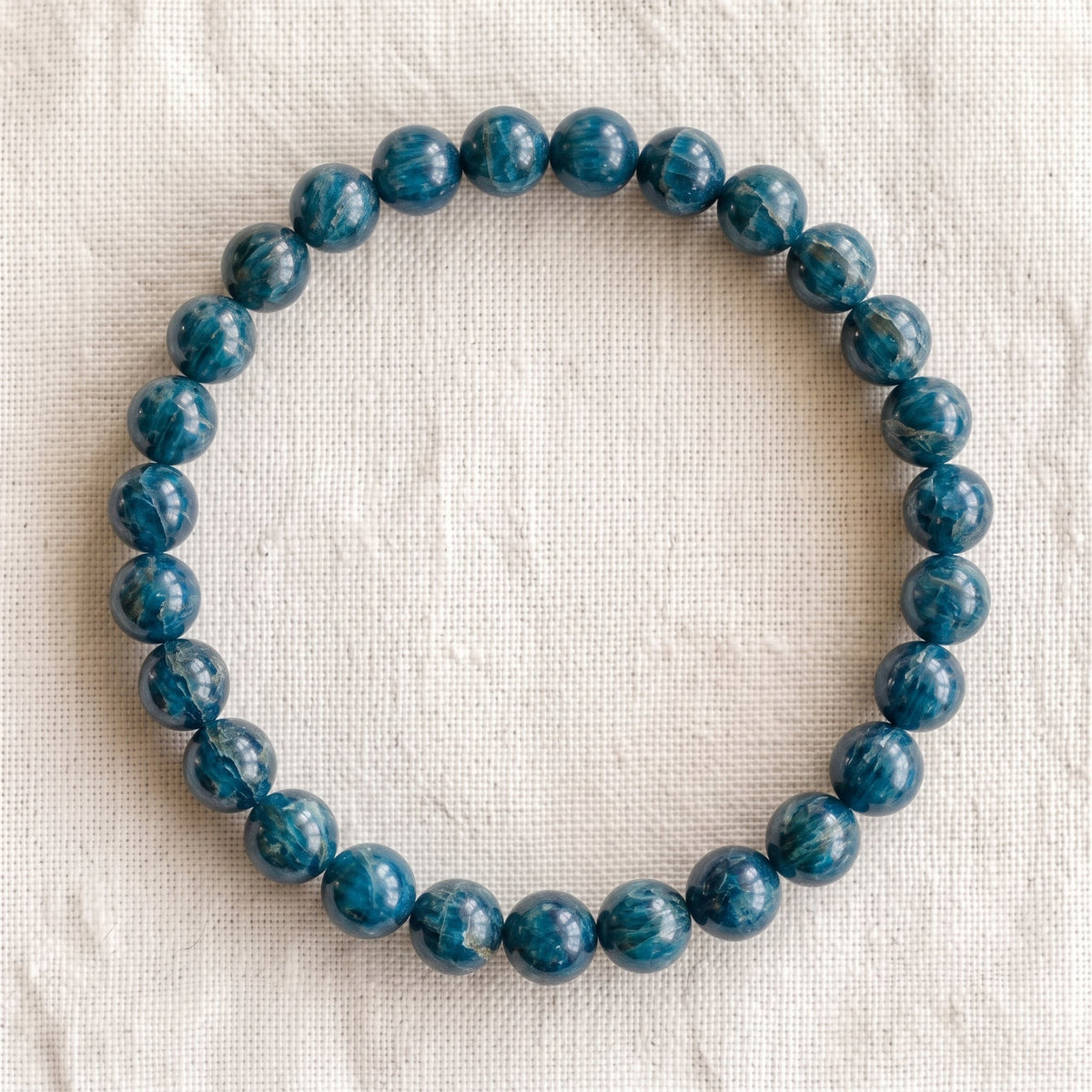 Bracelet en apatite bleue, perles de 6 mm - visuel provisoire