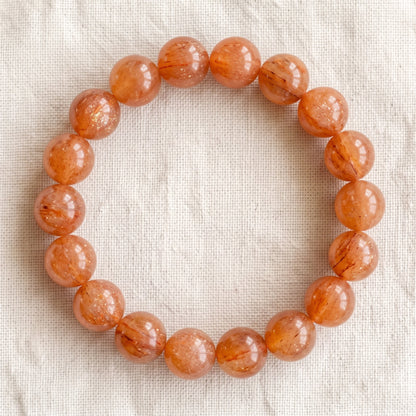 Bracelet en aventurine orange, perles de 10 mm - visuel provisoire
