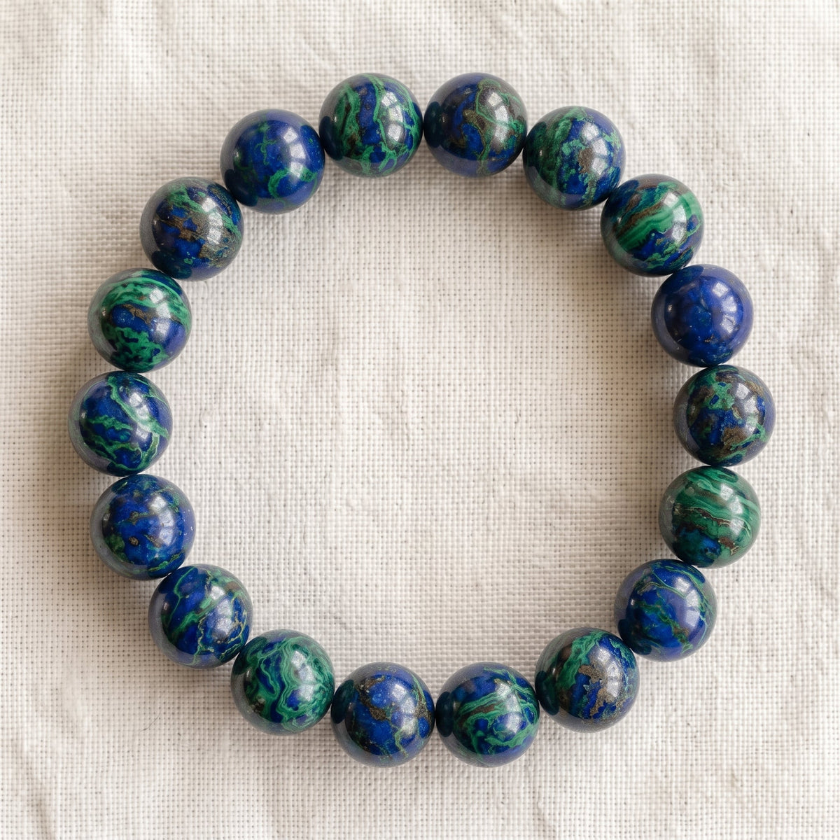 Bracelet en azurite, perles de 10 mm - visuel provisoire