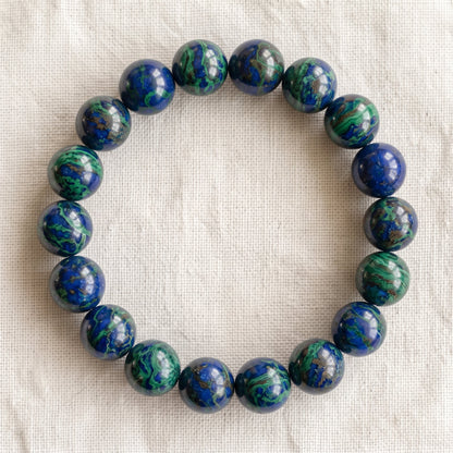 Bracelet en azurite, perles de 10 mm - visuel provisoire