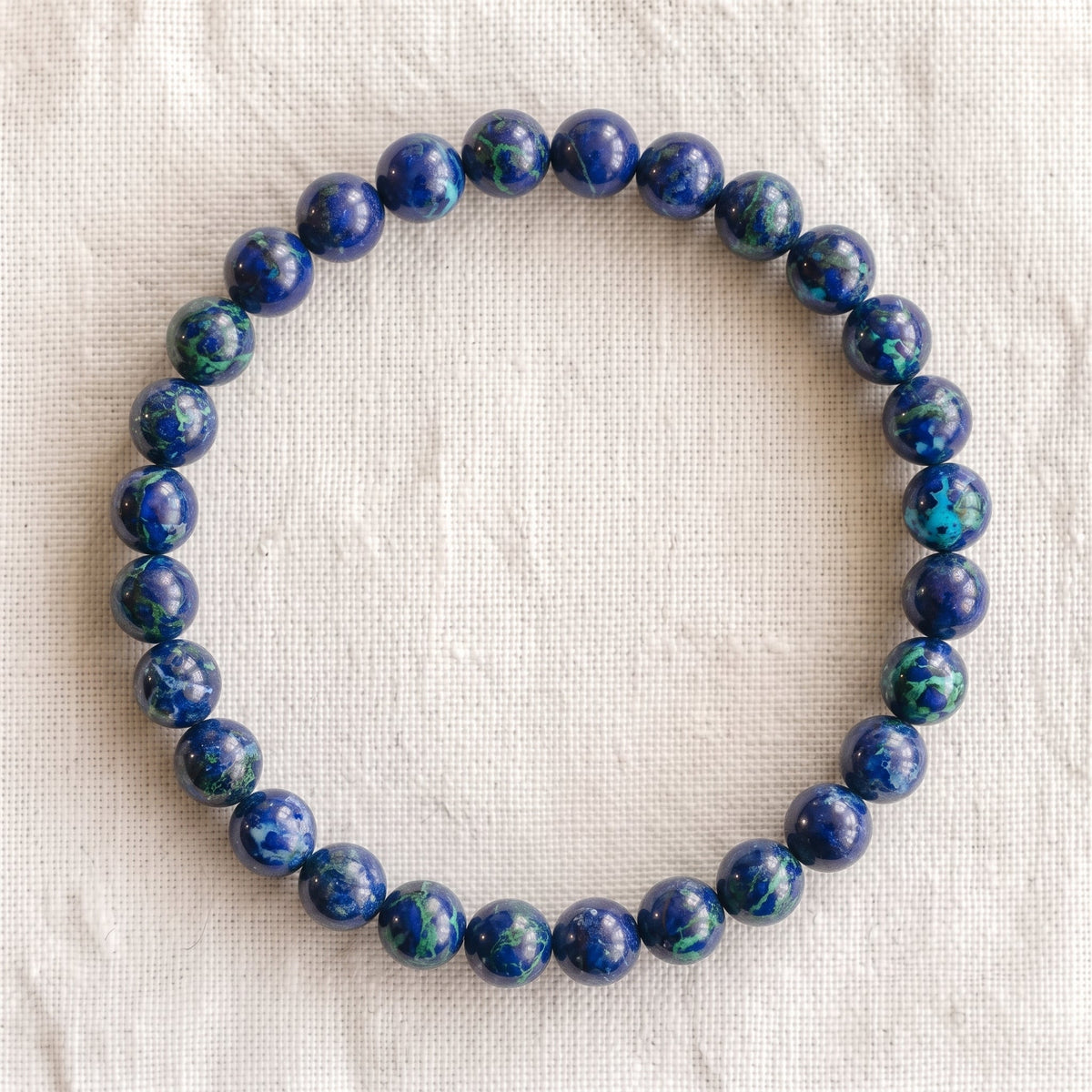 Bracelet en azurite, perles de 6 mm - visuel provisoire