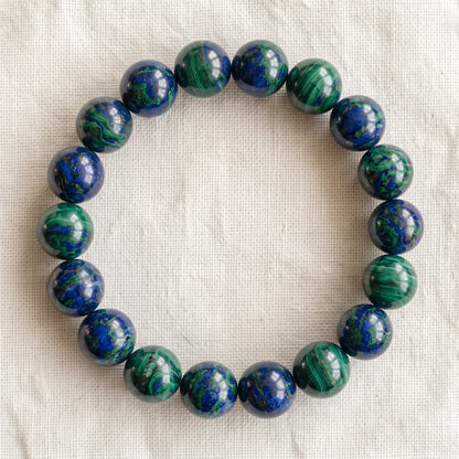 Bracelet en azurite malachite, perles de 10 mm - visuel provisoire
