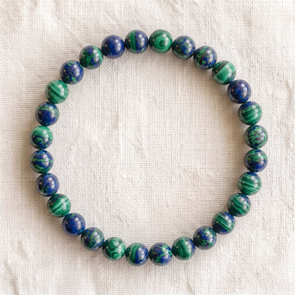 Bracelet en azurite malachite, perles de 6 mm - visuel provisoire
