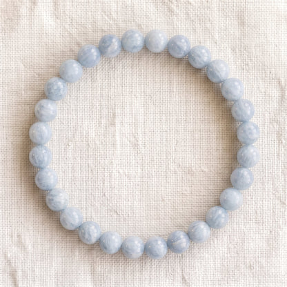 Bracelet en célestine, perles de 6 mm - visuel provisoire