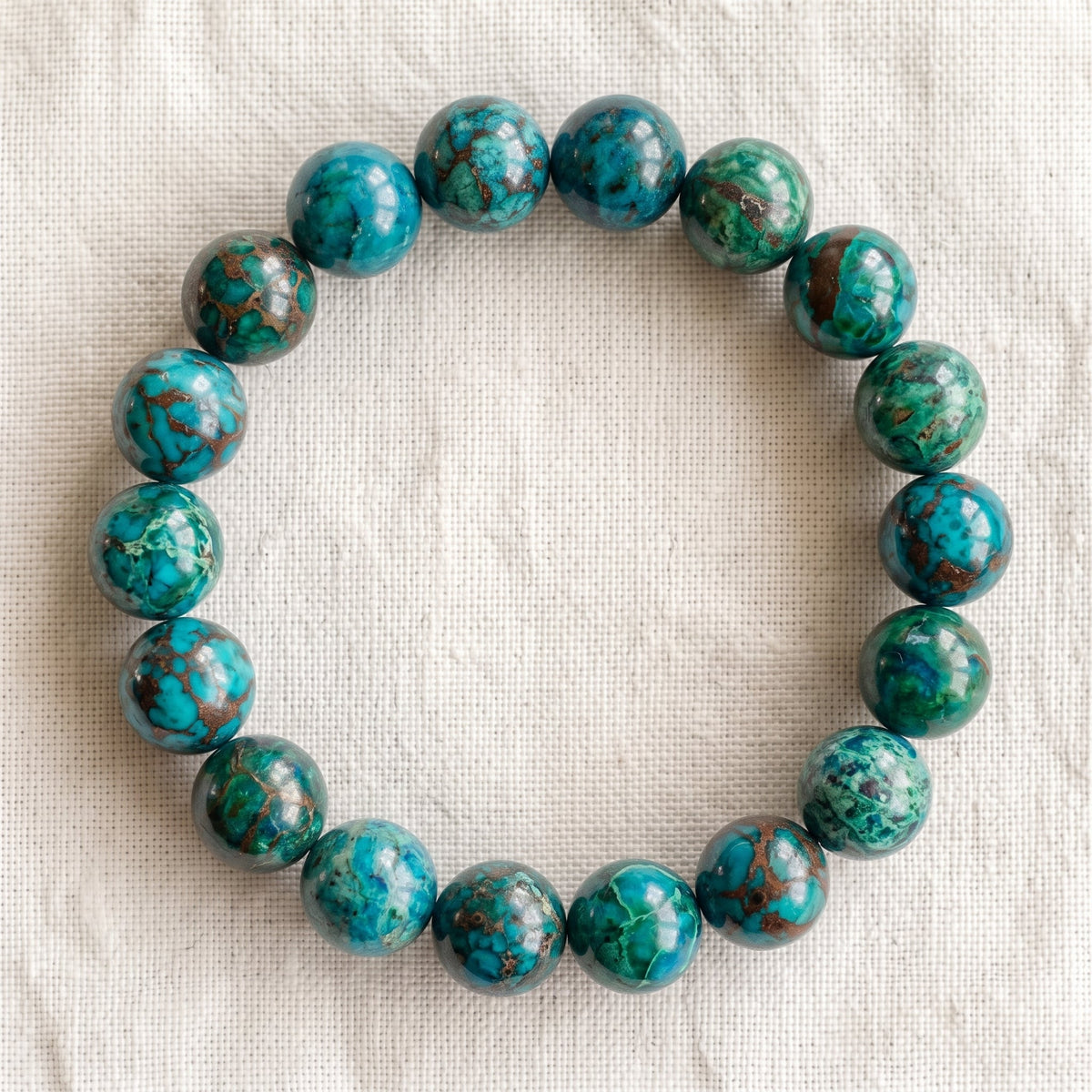 Bracelet en chrysocolle, perles de 10 mm - visuel provisoire