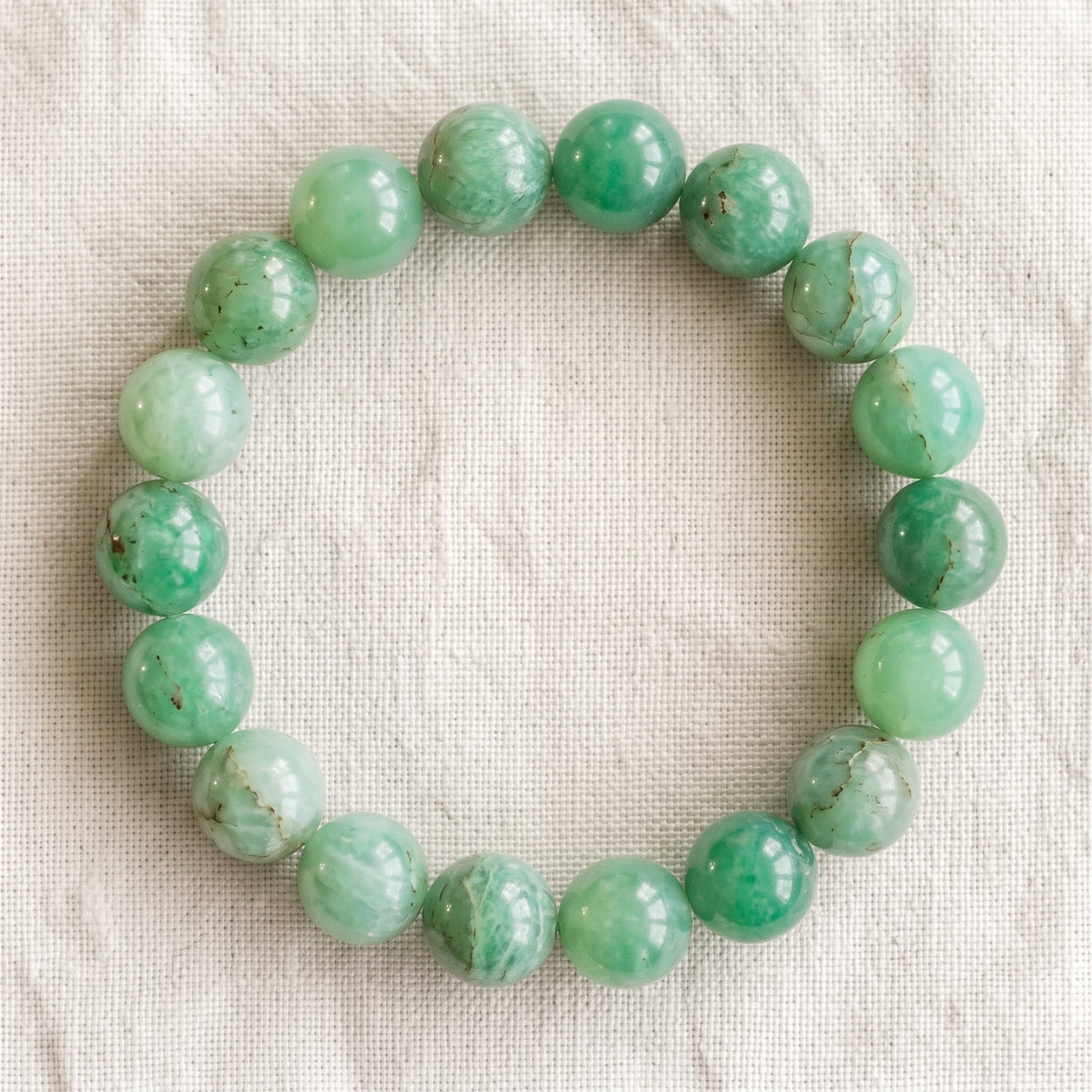 Bracelet en chrysoprase, perles de 10 mm - visuel provisoire