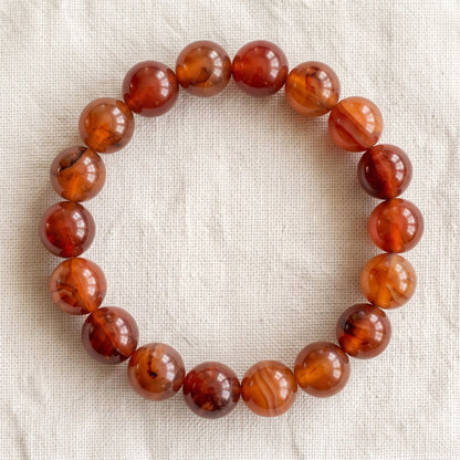 Bracelet en cornaline, perles de 10 mm - visuel provisoire