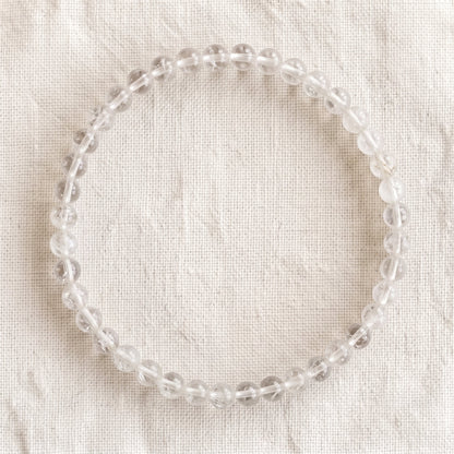 Bracelet en cristal de roche craquelé, perles de 4 mm - visuel provisoire