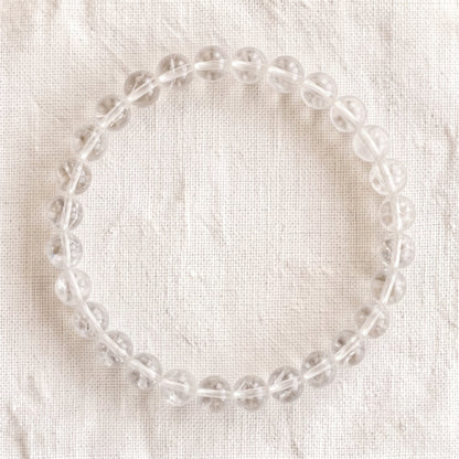Bracelet en cristal de roche craquelé, perles de 6 mm - visuel provisoire