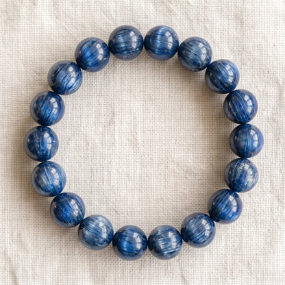 Bracelet en cyanite, perles de 10 mm - visuel provisoire