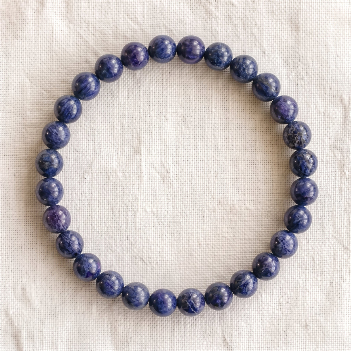Bracelet en dumortiérite, perles de 6 mm - visuel provisoire