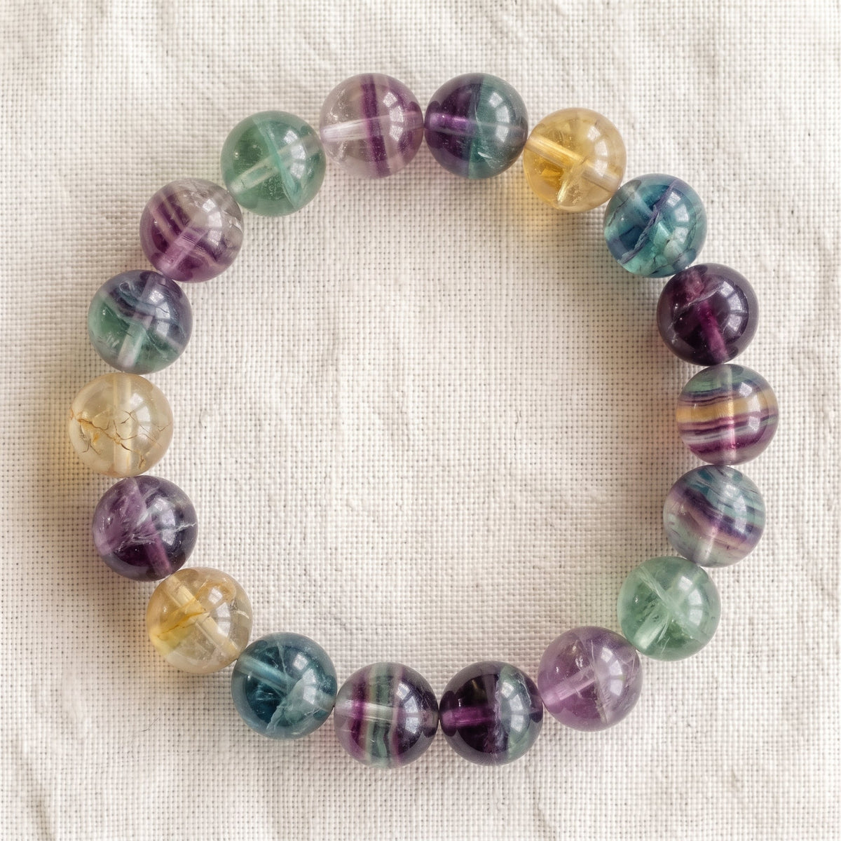 Bracelet en fluorite, perles de 10 mm - visuel provisoire