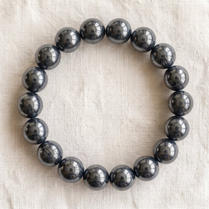 Bracelet en hématite, perles de 10 mm - visuel provisoire