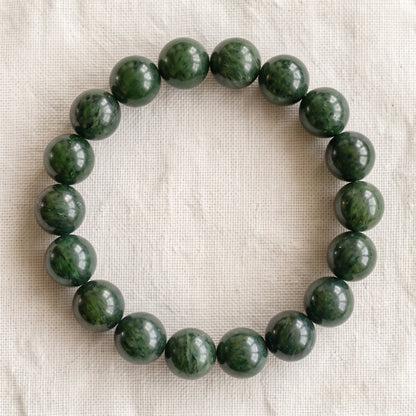 Bracelet en jade néphrite, perles de 10 mm - visuel provisoire