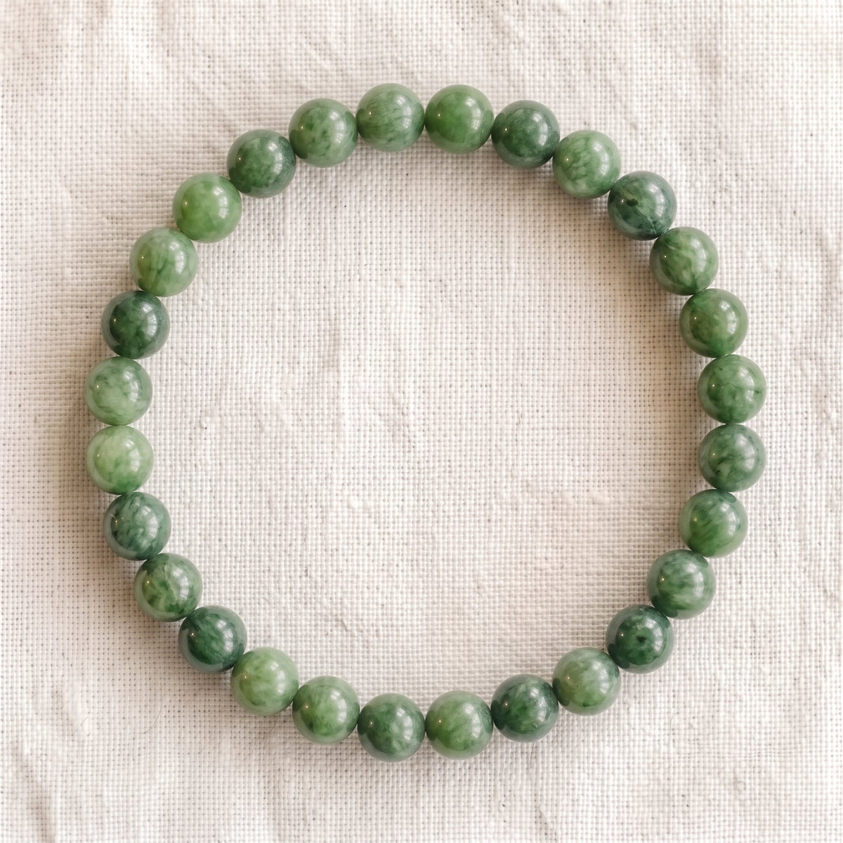 Bracelet en jade verte, perles de 6 mm - visuel provisoire