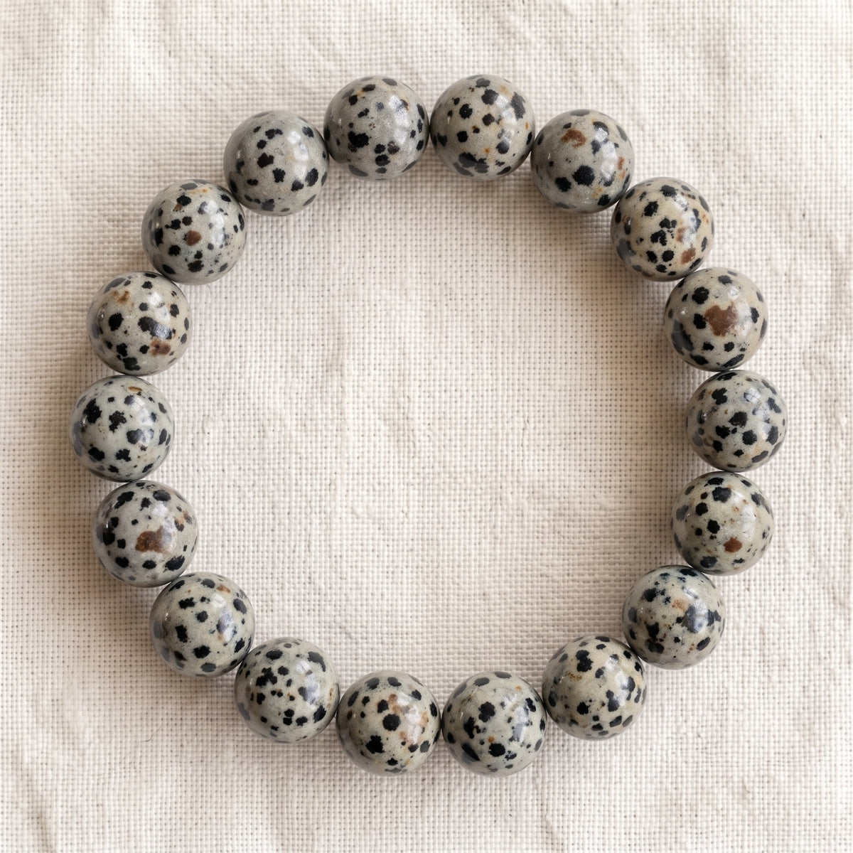 Bracelet en jaspe dalmatien, perles de 10 mm - visuel provisoire
